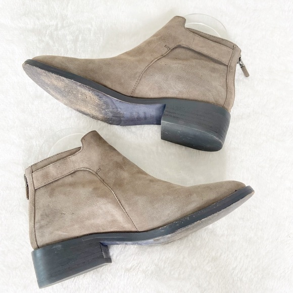 Eileen Fisher Beige Suede Leather Ankle Booties - Picture 13 of 14